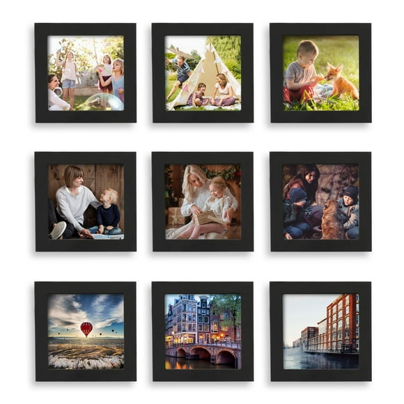 Home Margo, 4x4 Frames, Black Picture Frame Instagram Photo Collage Frame, Set of 9, 4 Inch Square Small Picture Frames