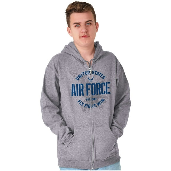 US Air Force Fly Fight Win Eagle Zip Up Hoodie Men's Women's Brisco Brands S