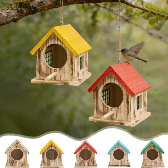 Hanging Wooden Bird House and Feeder for Outside, Squirrel Proof & Weatherproof, Easy to Fill with Bird Seed, Attracts Wild Birds, Ideal Gift