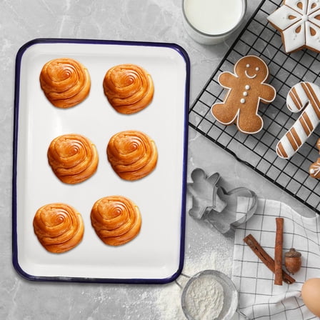 BESTYASH White Enamel Serving Tray and Baking Dish, 1-Piece Oven-Safe Cookware for Serving and Baking