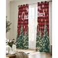 thumbnail image 5 of Red Plaid Christmas Sheer Curtains 84 Inch Length 2 Panels Set for Living Room/Bedroom, Xmas Tree Snowflake Checkered Winter Kitchen Curtains Grommet Semi-Sheer Curtains Window Treatments 52"x84"x2, 5 of 7