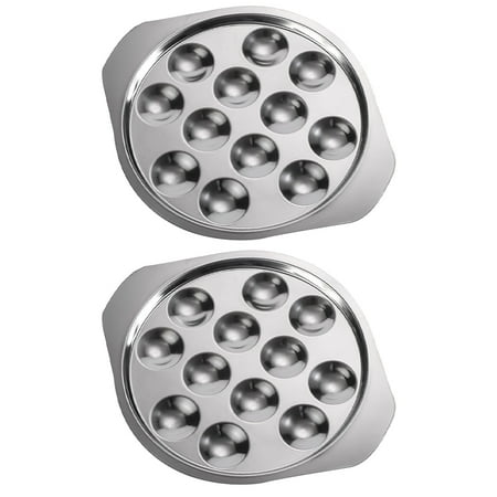 

2Pcs Escargot Plate Stainless Steel Snail Plate Conch Baking Tray Kitchen Gadget
