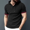 thumbnail image 6 of WREESH Slim Hooded T-Shirts for Men Casual Sports Short Sleeve Solid Color Tops Black, 6 of 8