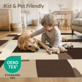 thumbnail image 4 of ODIKA 8'x10' Washable Area Rug Durable, Non-Slip Interlocking Shapes Neutral Blocks Brushstroke Large Beige Abstract Playful for Living Room, Under Sectional, Family, 4 of 7