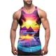 thumbnail image 1 of Camiseta sin mangas de cuello redondo para hombre, sin mangas, estampada, con tirantes finos y espalda descubierta, deportiva, regular, con cuello redondo y sin mangas para hombre., 1 of 4