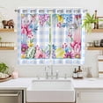 thumbnail image 2 of Spring Easter Kitchen Curtains Window Panels, Watercolor Flower Eggs Berry Leaf Blue Plaid Insulated Window Treatment Curtain, Grommet Curtains for Bedroom/Living Room/Bathroom, 2 Piece 52"Wx72"L, 2 of 8