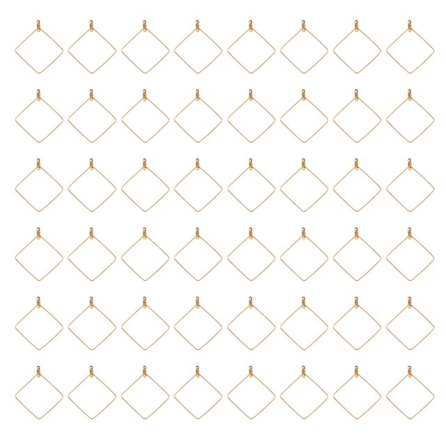 EeaseMX 50 colgantes elegantes de acero inoxidable para hacer joyas, accesorios de decoración para mujer (rombo, dorado)