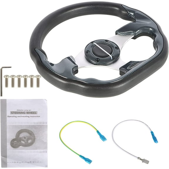 PET-U Golf Cart Universal 12.5 inch Steering Wheel Replacement for EZGO TXT RXV DS Precedent Yamaha G29
