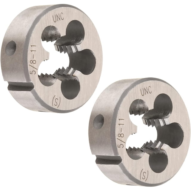 HUGFEGWE 2pcs 5/8-11 Round Dies, Machine Thread Right Hand Threading Dies, Alloy Tool Steel CJB91-23384