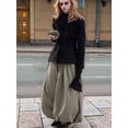 thumbnail image 4 of Women's Palazzo Balloon Pants Drawstring Waist Wide Leg Pleated Baggy Casual Lantern Joggers Brown S, 4 of 10