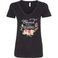 thumbnail image 3 of Inktastic Blessed to Be a Grandma with Flowers Women's V-Neck T-Shirt, 3 of 5