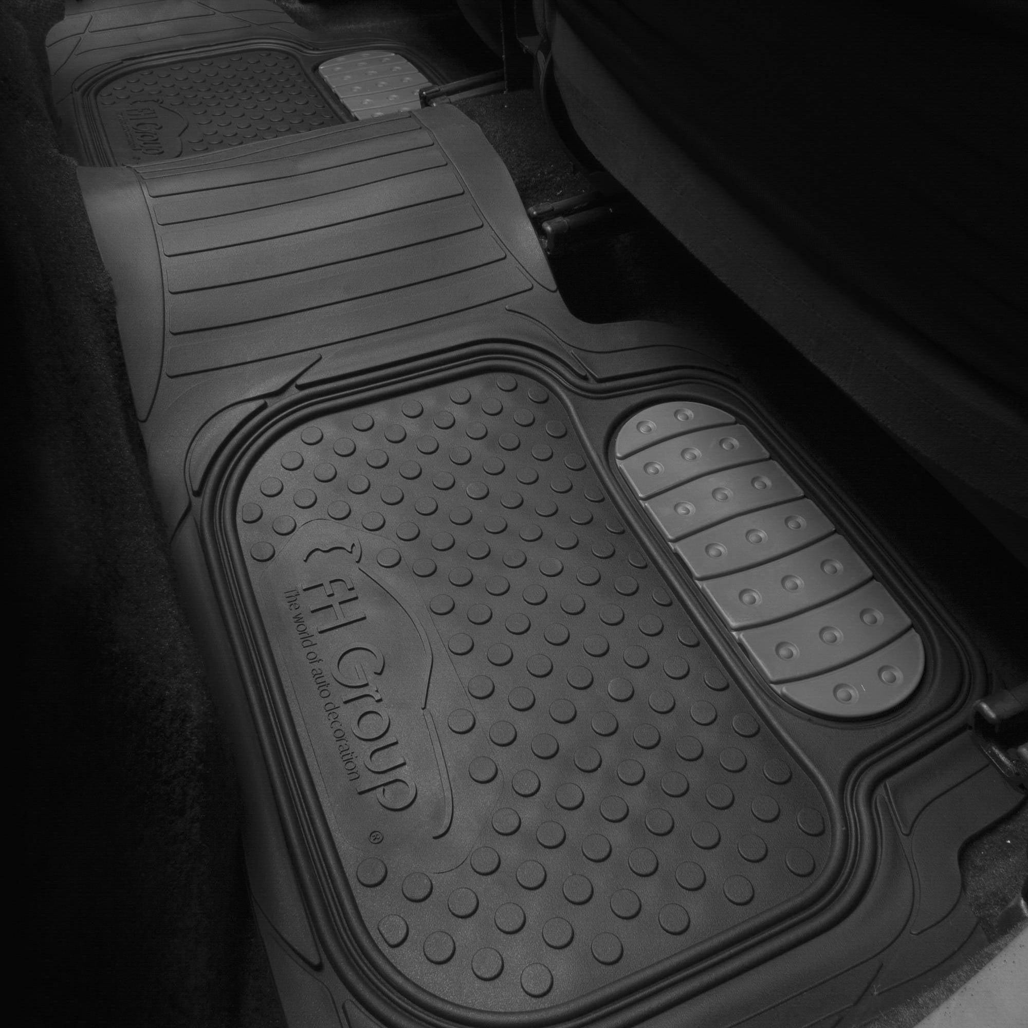 FH Group Climaproof Rubber Gray Car Floor Mats, Universal Fit 3pc Full Set with Air Freshener