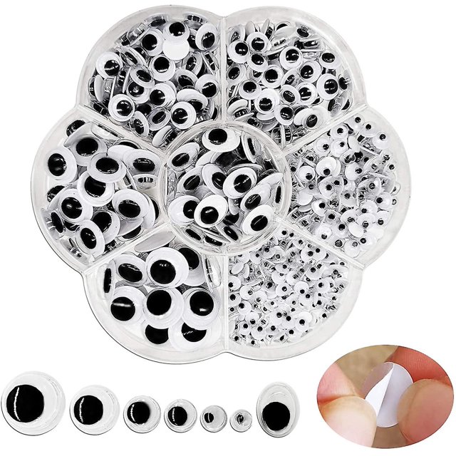 500 piezas de pegatinas de ojos de plástico móviles, ojos móviles de 4mm -12mm para bricolaje