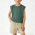 thumbnail image 3 of HAOTAGS Boys Cotton Tank Tops Sleeveless Round Neck Casual Summer Tops Army Green Size 1 Years, 3 of 8