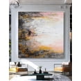 thumbnail image 2 of Handmade Abstract Painting - Golden Pink & Grey Wall Art, Modern Texture for Home Decor, Contemporary Artwork, Elegant Living Room Canvas Unstretched (Rolled) 30x30 inches, 2 of 9
