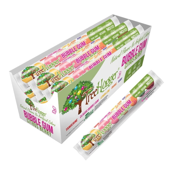 Tree Hugger Bubble Gum, Citrus Berry, Natural Flavors, No Artificial Colors, 1.6 Ounce 8 CT Tube (Pack of 12)