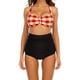 thumbnail image 1 of Conjunto de bikini bandeau para mujer, bañador sexy de cintura alta, traje de baño push up, tankini retro con cuello halter y relleno, 1 of 6