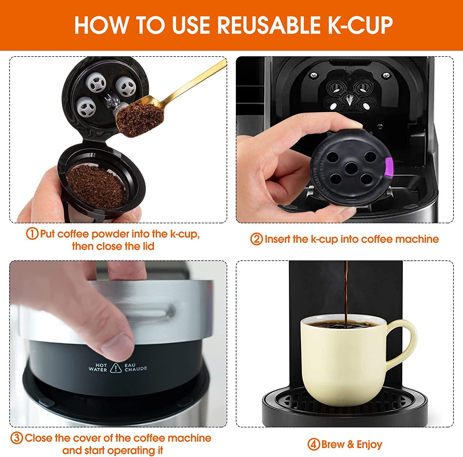 Stainless Steel Reusable K Cups Compatible with Ninja Coffee Maker,Upgrade2  Pack K Cups Reusable Coffee Pods,Permanent K Cups Coffee Filters Fit Ninja  CFP201 CFP300 CFP301 CFP305 CFP307 CFP400 (4Pack) 