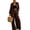 Brown, variant on Szluipve Women Polka Dot 2 Piece Outfits Long Sleeve Button‑Down Shirt & Elastic Waist Wide Leg Pants Casual Beach Matching Set Black M