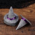 thumbnail image 4 of Mini sombreros de bruja de fieltro hechos a mano, decoración de botellas de vino para Halloween, accesorios para el cabello, manualidades (gris), 6 uds., 4 of 7
