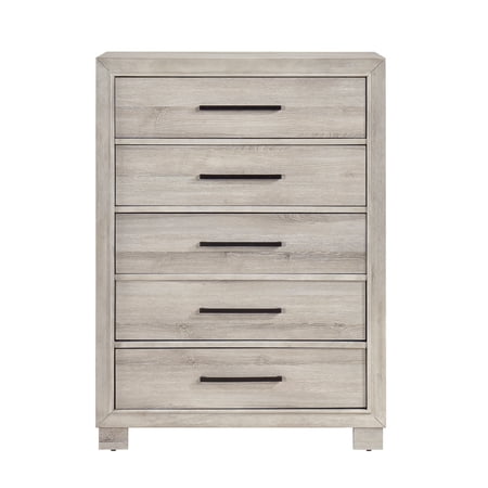 Modern Gray Finish Five-Drawer Storage Chest 1pc Wooden Contemporary Design Bedroom Furniture