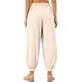 thumbnail image 5 of ZVAVZ Toddler Kids Long Bloomers Soft Solid Drawstring Trousers Basic Plain Harem Pants Big Kids Elastic Waist Pants Beige,2-3Years, 5 of 6