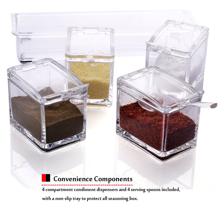 Prep & Savour Clear Seasoning Box, 4 Pieces Clear Seasoning Storage Container For Spice Salt Sugar Cruet,Condiment Jars With Spoons - Canada Prep & Savour Clear Seasoning Box, 4 Pieces Clear Seasoning Storage Container For Spice Salt Sugar Cruet,Condiment Jars With Spoons - Canada