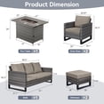 thumbnail image 4 of POCASSY 6PCS Outdoor Furniture Set with Fire Pit Table - All Weather Patio Conversation Set with Gray Wicker Outdoor Accent Club Chairs and 41" Propane Firepit Table for Balcony, Porch, Garden - Gray, 4 of 14