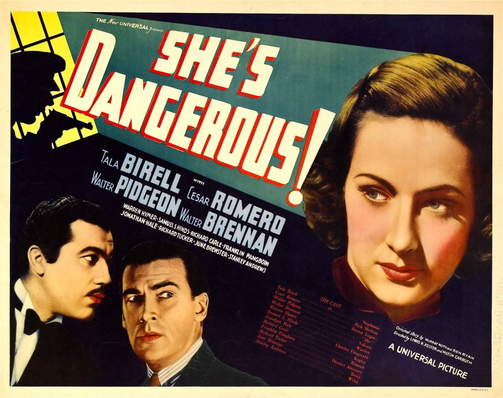 SheS Dangerous From Left Cesar Romero Walter Pidgeon Tala Birell 1937 ...