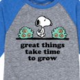 thumbnail image 3 of Peanuts - Great Things Take Time To Grow - Toddler & Youth Raglan Graphic T-Shirt, 3 of 5