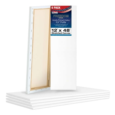 U.S. Art Supply 12 x 48 inch Stretched Canvas 12-Ounce Triple Primed 6 ...