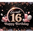 thumbnail image 3 of Pink Balloon Sweet Sixteen Birthday Banner Elegant Design Happy Birthday Decoration for Birthday Party Indoor Celebration, 3 of 7