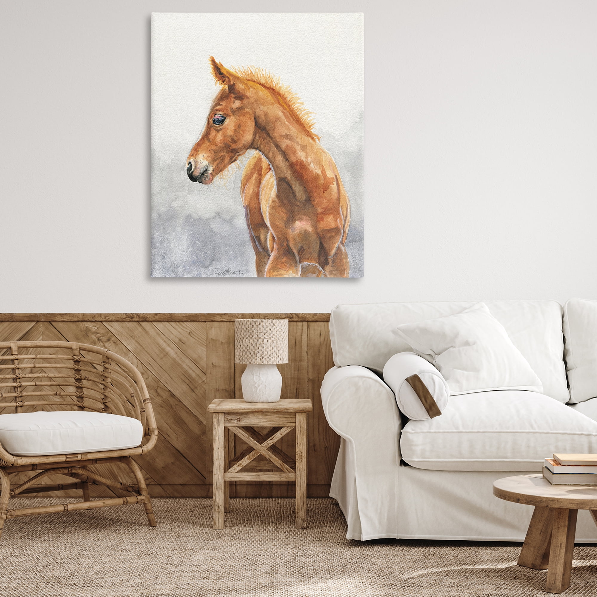 Stupell Industries Watercolor Brown Foal Animals Painting Wrapped Canvas Art Print Wall Art, 36 x 48