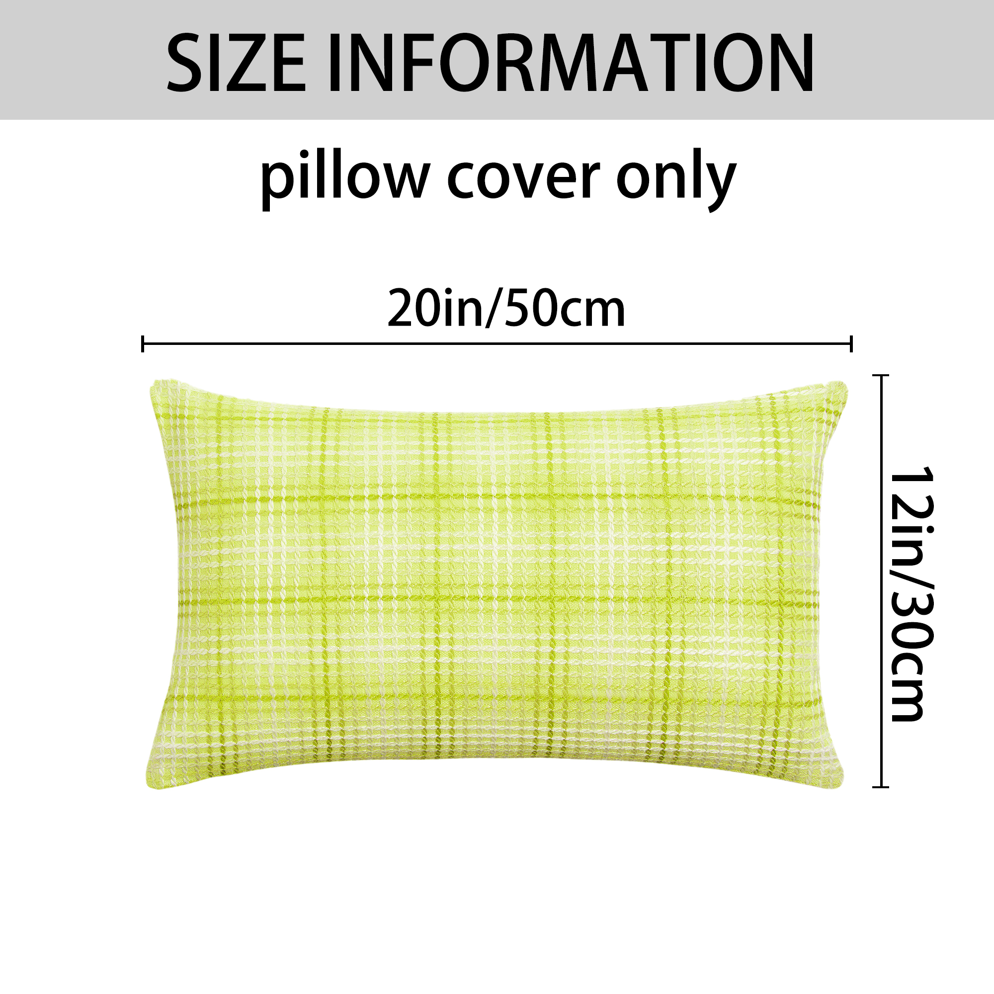 Unique Bargains Plaid Decorative Throw Pillow Covers Pack of 2 Green 20" x 12"