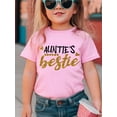 thumbnail image 1 of Camiseta de algodón con estampado "Mejor amiga de la tía" para niña: linda camiseta informal de verano con cuello redondo y manga corta., 1 of 6