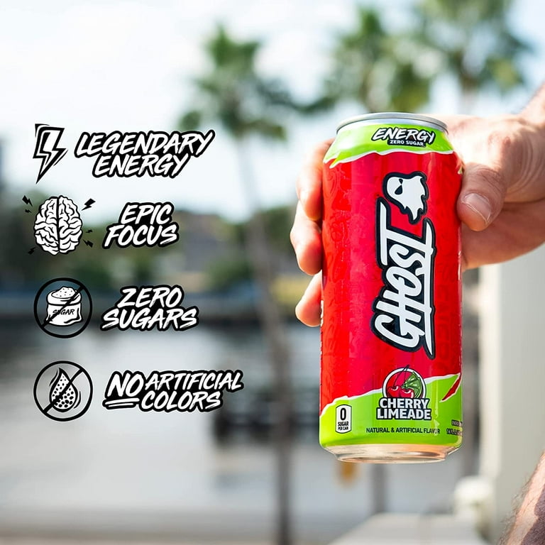 4 pack) Ghost Zero Sugar Cherry Limeade Energy Drink, 200mg