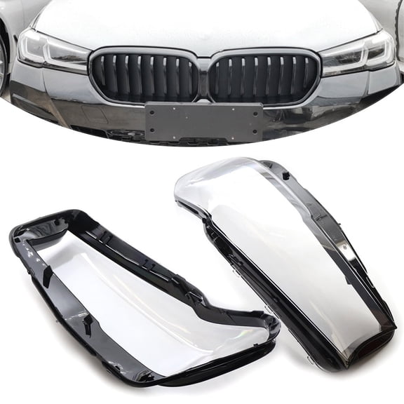 ZS Headlight Headlamp Lens Cover Fit BMW 5 Series G30 2020-2022 Left & Right Set