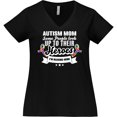 thumbnail image 3 of Inktastic Autism Awareness Autism Mom with Puzzle Ribbons Women's Plus Size V-Neck T-Shirt, 3 of 5