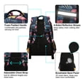 thumbnail image 4 of FORMRS Unisex Backpack Elementary School Travel Bookbag with Reflective Stripes, Red Floral Flamingo, 4 of 7
