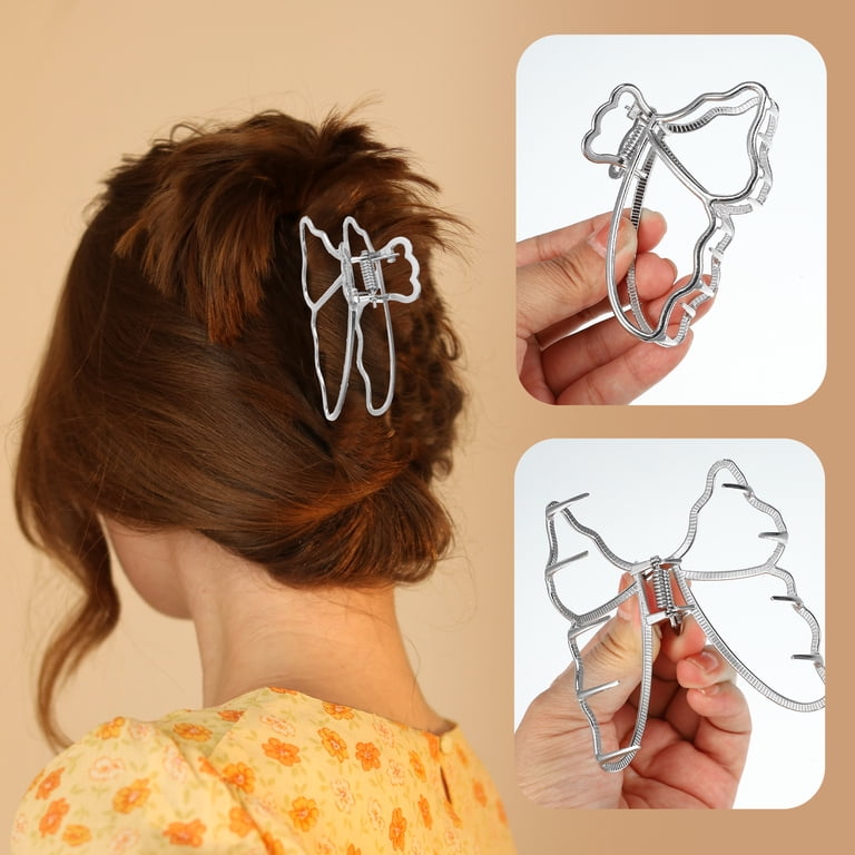 4 Pc Butterfly Pendant Metal Hair Claw Clip - Silver, Gold, Rose Gold, Black Rose gold silver or dark silver butterfly metal hair claw  main image 4