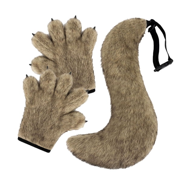 Juego de guantes y cola de bestia jinwen disfraz de fiesta temática Halloween
