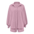 thumbnail image 5 of MAIHAN Women’s 2 Piece Lounge Tracksuit Outfit Sets Summer Loose Fit Long Sleeve Shirt and Elastic Waist Shorts Women Shorts Sets Outfits Casual Shorts Suits for Women 2026 Two Piece Outfit, 5 of 5