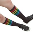 thumbnail image 4 of JeashCHAT 1Pair Thigh High Socks Over Knee Rainbow Stripe Girls Football Socks Black White, 4 of 5