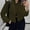 Army Green, variant on 2026 Spring New Arrival: Elegant Casual Stand Collar Solid Color Pocket Tweed Jacket for Women