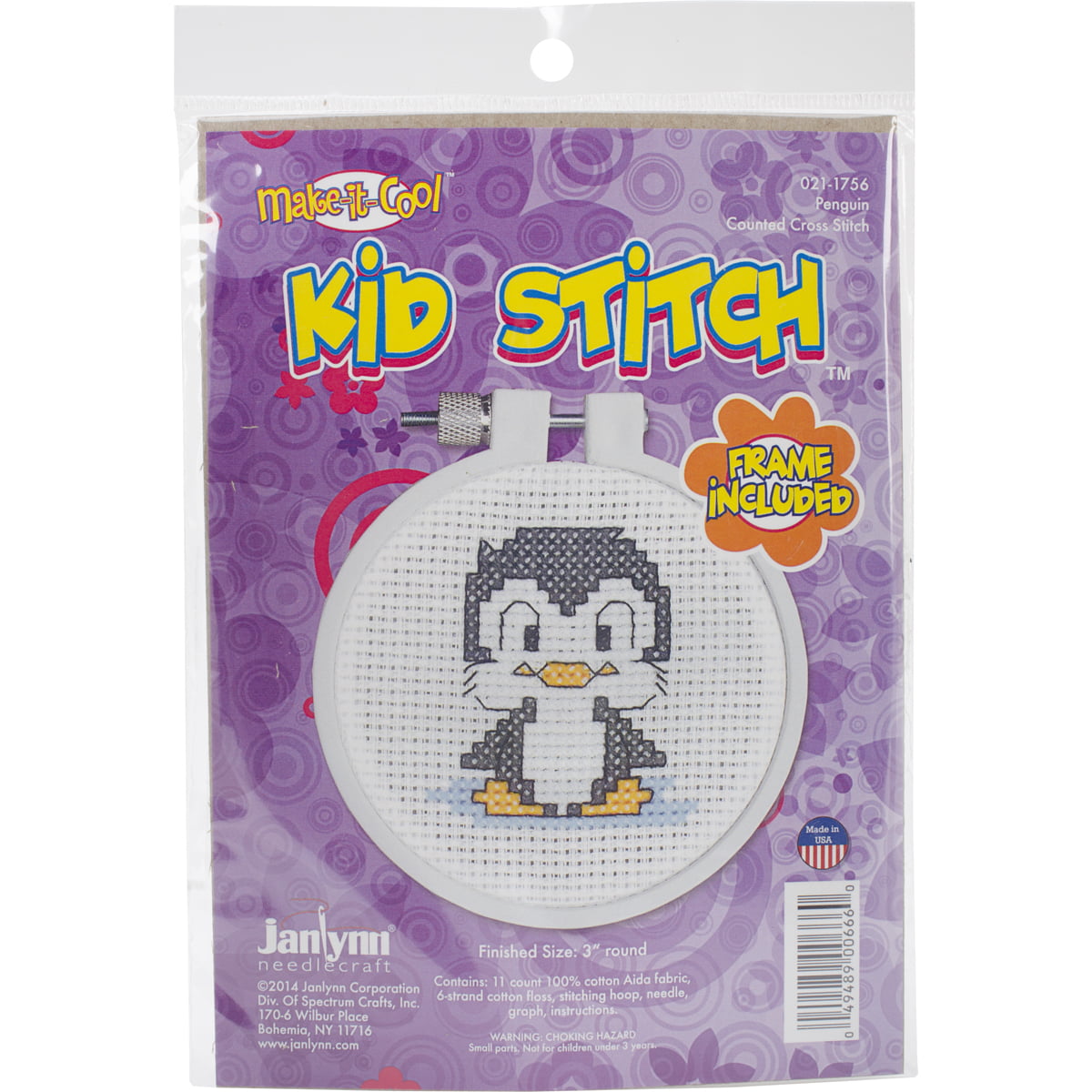 14 Count Bucilla/Mi 1st Stitch Mini puntada cruzada contada Kit 3" Round-panda 