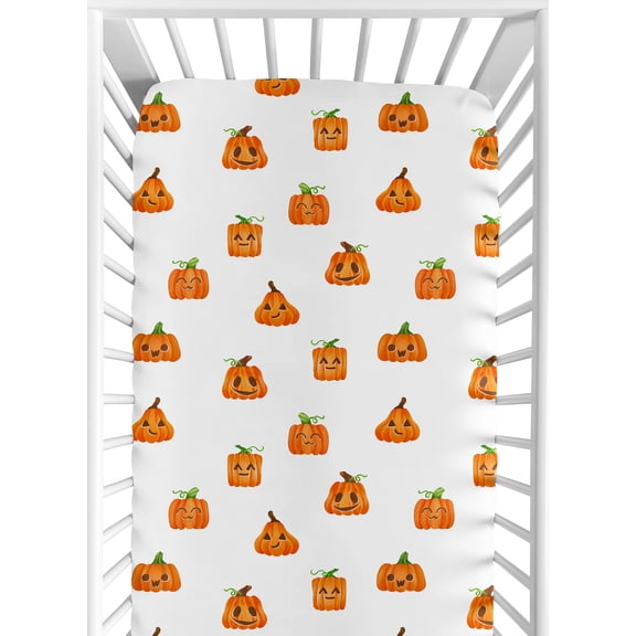 Sweet Jojo Designs Seasonal Halloween Pumpkins Boy, Girl, Unisex/Gender Neutral Fitted Crib Sheet