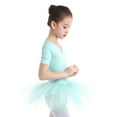 thumbnail image 6 of Aislor Kids Girls Short Sleeve Cirss Cross Round Neck Ballerina Tutu Leotard Dress Dancewear, 6 of 7