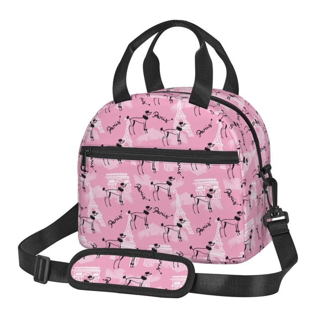 Easygdp Cartoon Poodle Dog Caja de Almuerzo para Mujeres y Hombres, Bolsa de Almuerzo Insulada, Bolsas Reutilizables Impermeables para Viajes, Trabajo y Picnics