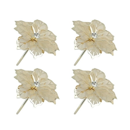 

4pcs Delicate Flower Shape Napkin Rings Decorative Napkin Holders Serviette Buckles for Wedding Banquet Dinner Party (G