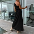 thumbnail image 5 of ZQUUVOU Women's One Shoulder Dress Sleeveless Tie Waist Loose Fit Summer Maxi Dress Black,S, 5 of 8